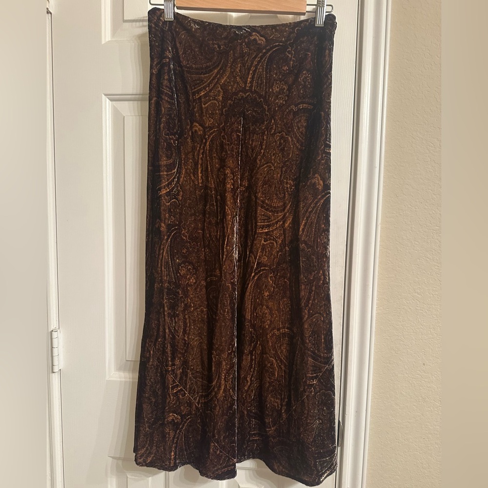 Ralph Lauren Brown and Black Paisley Maxi Skirt